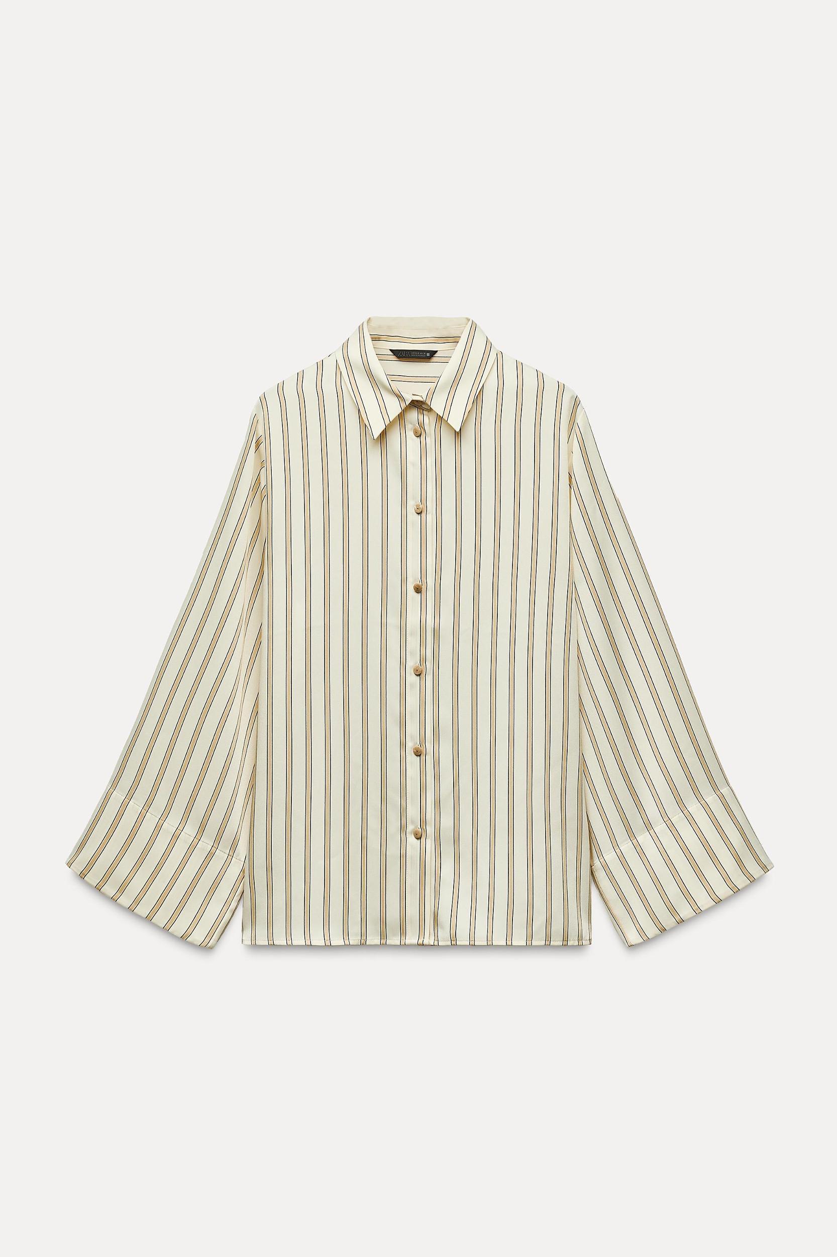 WIDE SLEEVE STRIPED BLOUSE Product Image