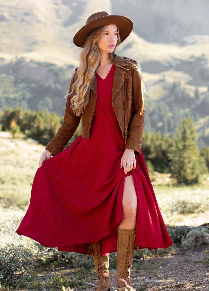 Jessah Dress in Sangria Female Product Image
