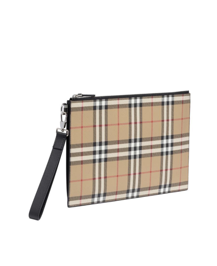 BURBERRY Check-print Clutch Bag In Nude Product Image