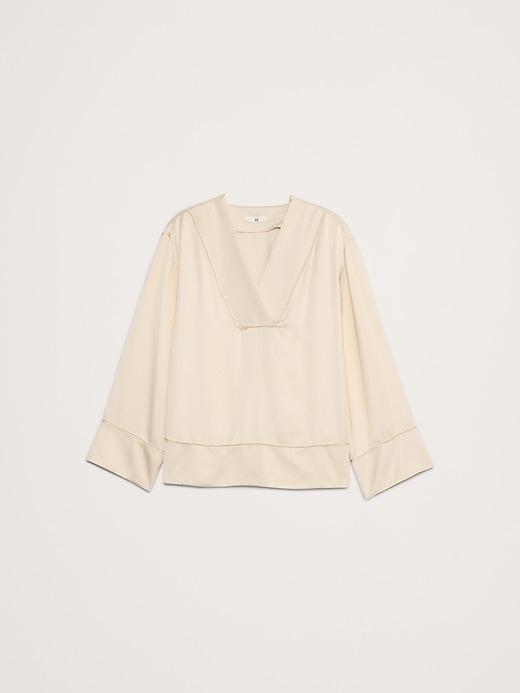 Relaxed Satin V-Neck Top Product Image
