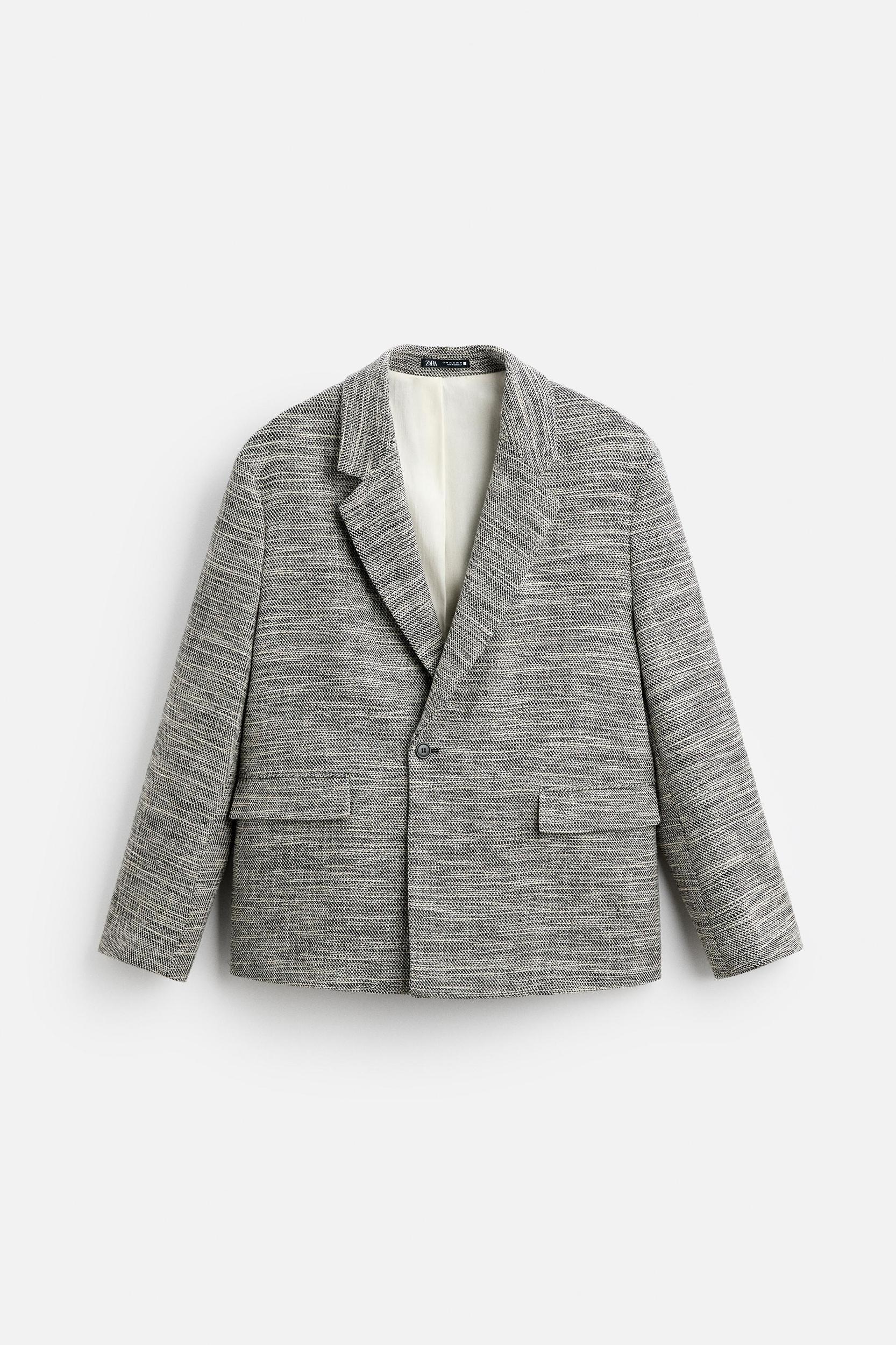 DOUBLE BREASTED TEXTURED WEAVE JACKET Product Image
