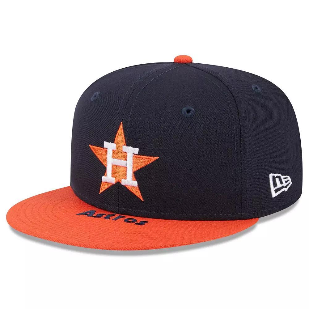 Men's New Era Navy/Orange Houston Astros On Deck 59FIFTY Fitted Hat, Size: 7 1/4, Blue Product Image