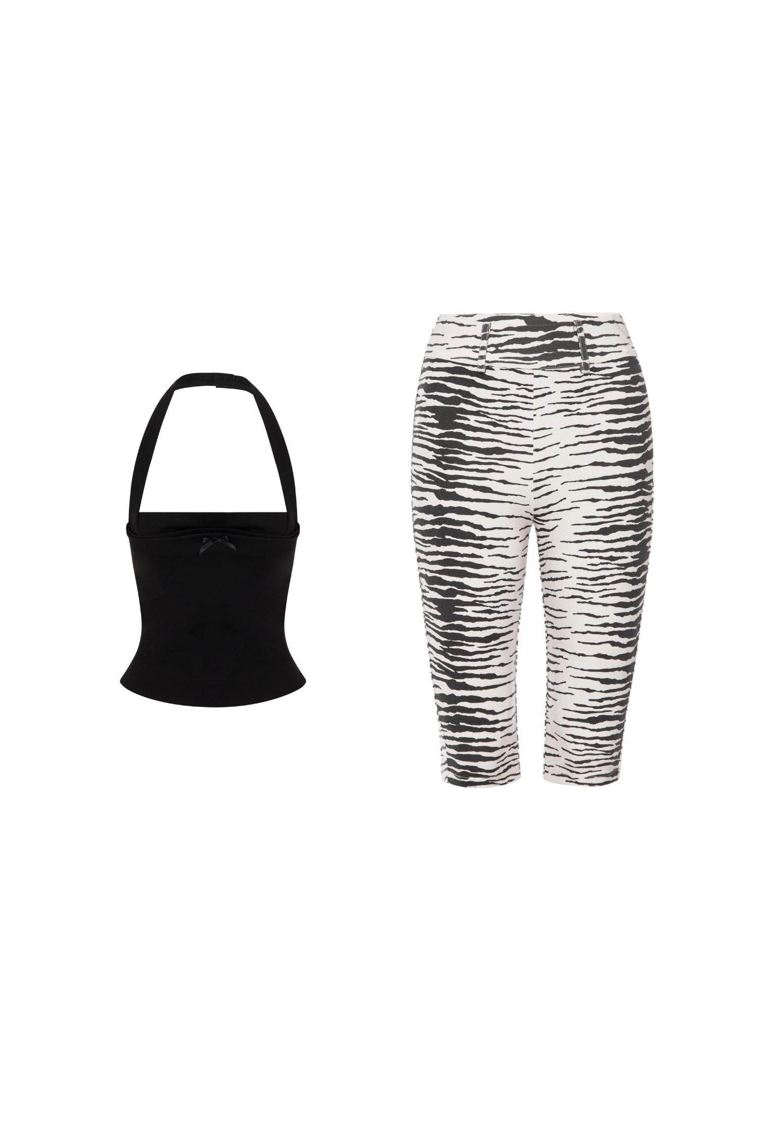 MIKAELA TOP + HARLEY CAPRI - BLACK/ZEBRA Product Image