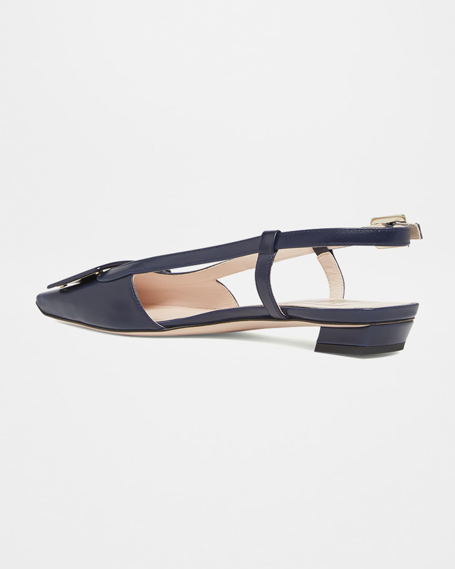 Belle Vivier Leather Buckle Kitten-Heel Slingback Pumps Product Image