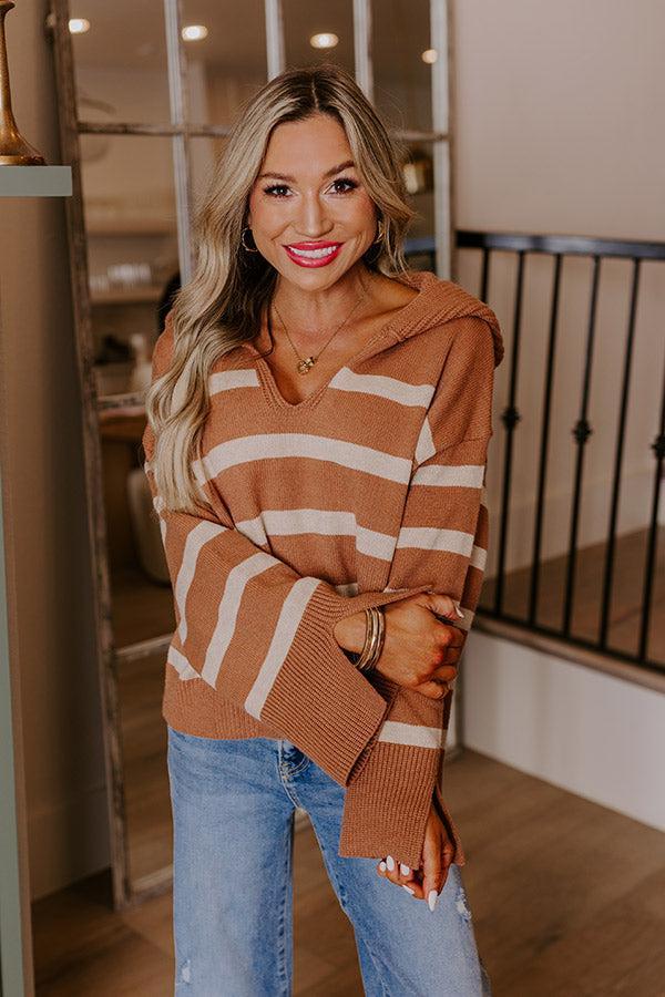 Fill Up Your Cup Stripe Sweater In Iced Mocha Product Image