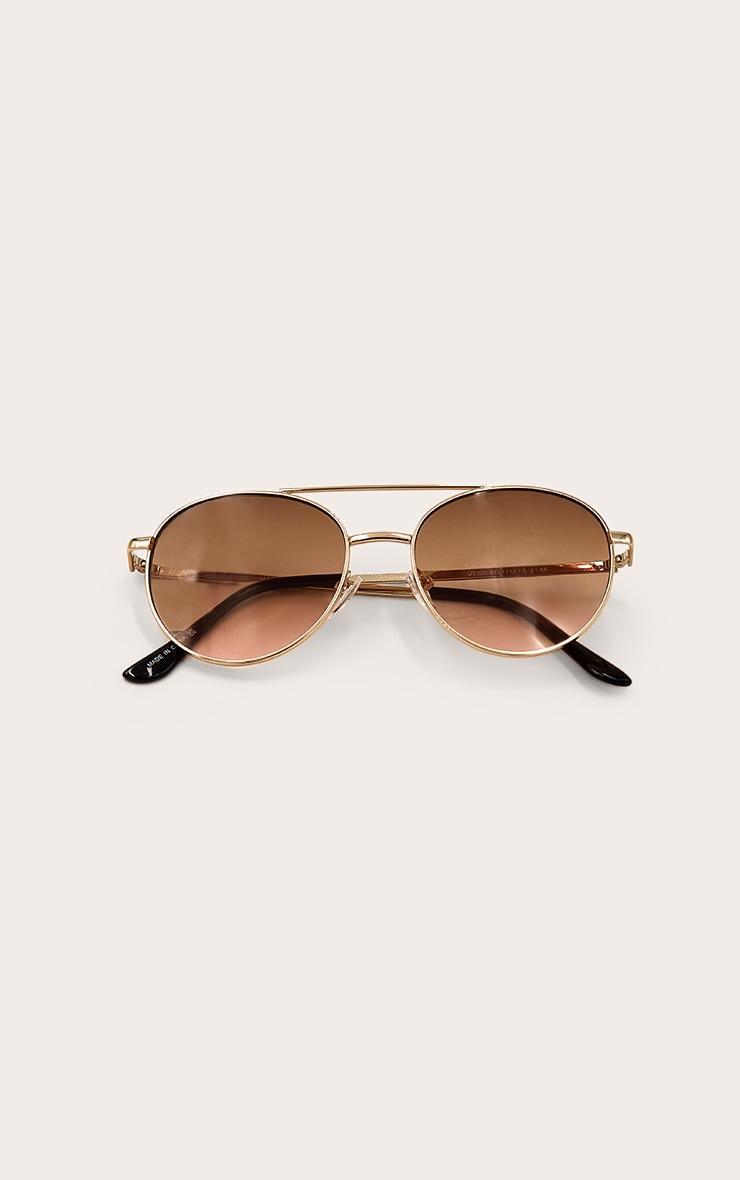 Rose Gold Peach Gradient Lens Aviator Sunglasses Product Image