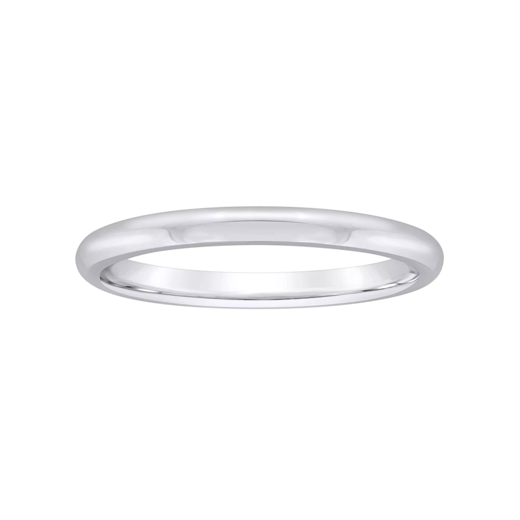 Alyson Layne Men's 2 mm Half Round Comfort Fit Wedding Band, Size: 13, 10k White Gold Product Image