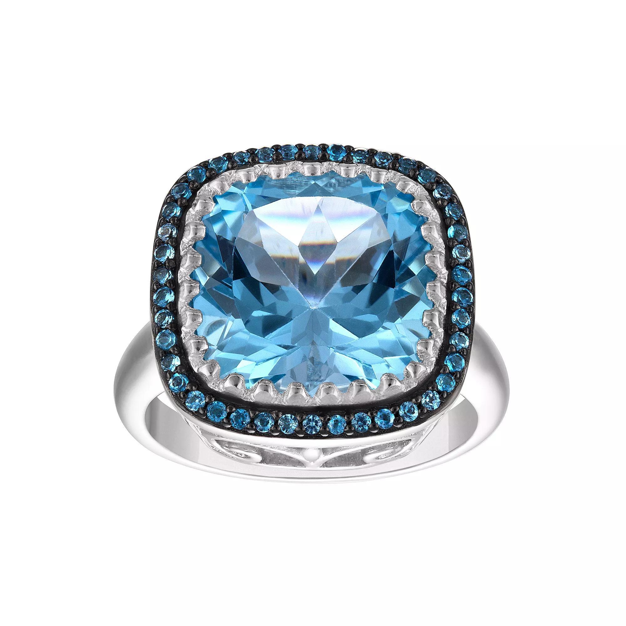 Tiara Sterling Silver London & Sky Blue Topaz Filigree Ring, Women's, Size: 9, Silver Tone Product Image