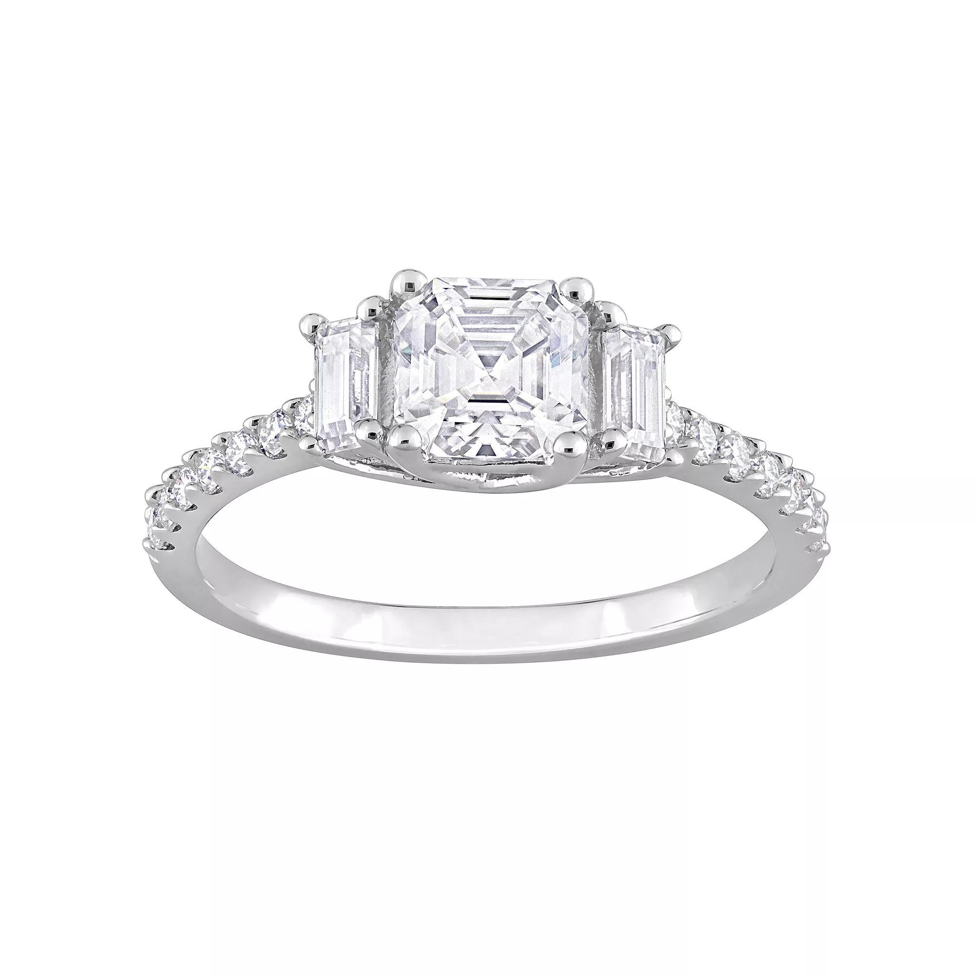 Stella Grace Sterling Silver Lab-Created Moissanite 3-Stone Ring, Women's, Size: 6 Product Image