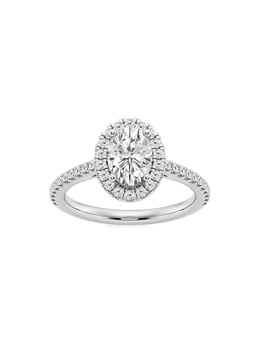 Womens 14K White Gold & Lab-Grown Diamond Halo Engagement Ring/1.30-3.60 TCW Product Image