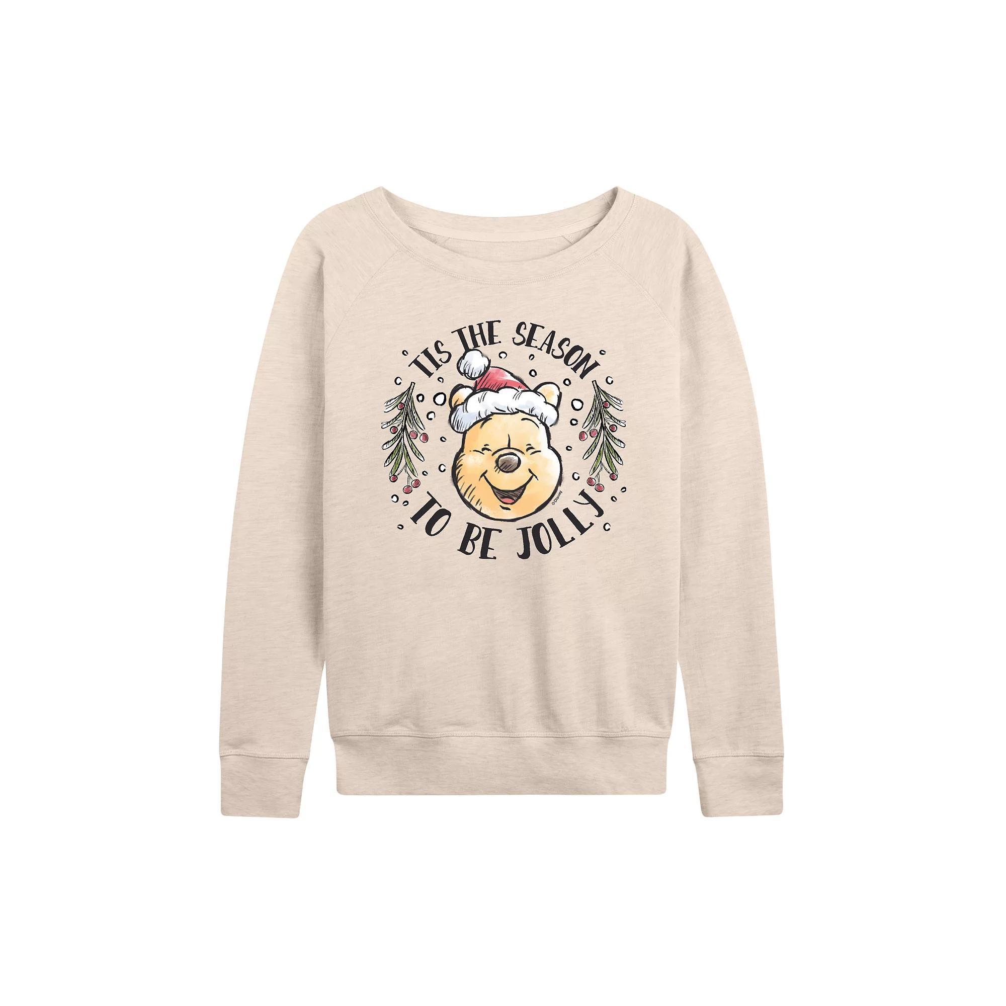 Disney's Winnie The Pooh Plus Size Tis The Season French Terry Long Sleeve Tee, Women's, Size: 1XL, Beige Product Image