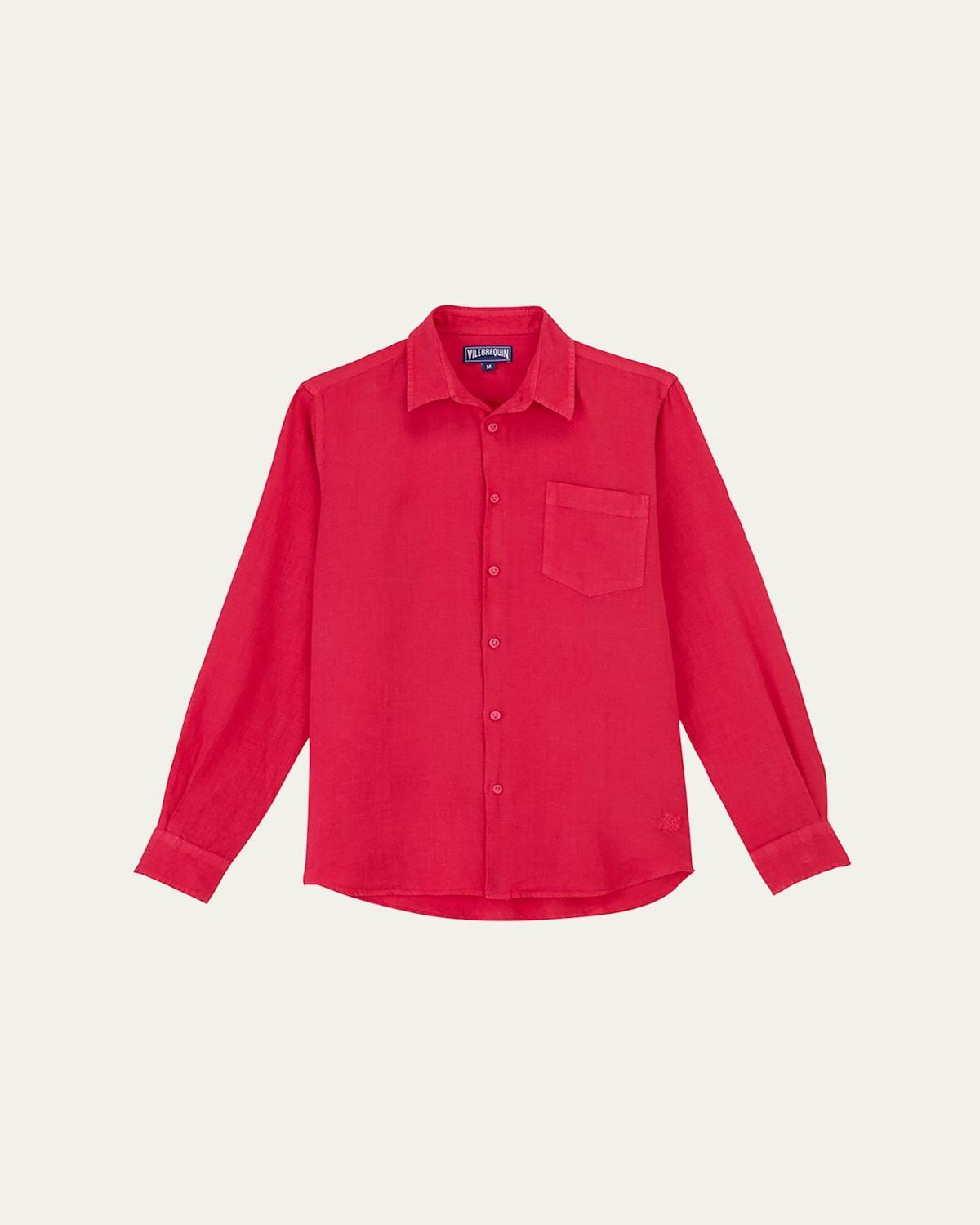 Mens Caroubis Solid Linen Sport Shirt Product Image