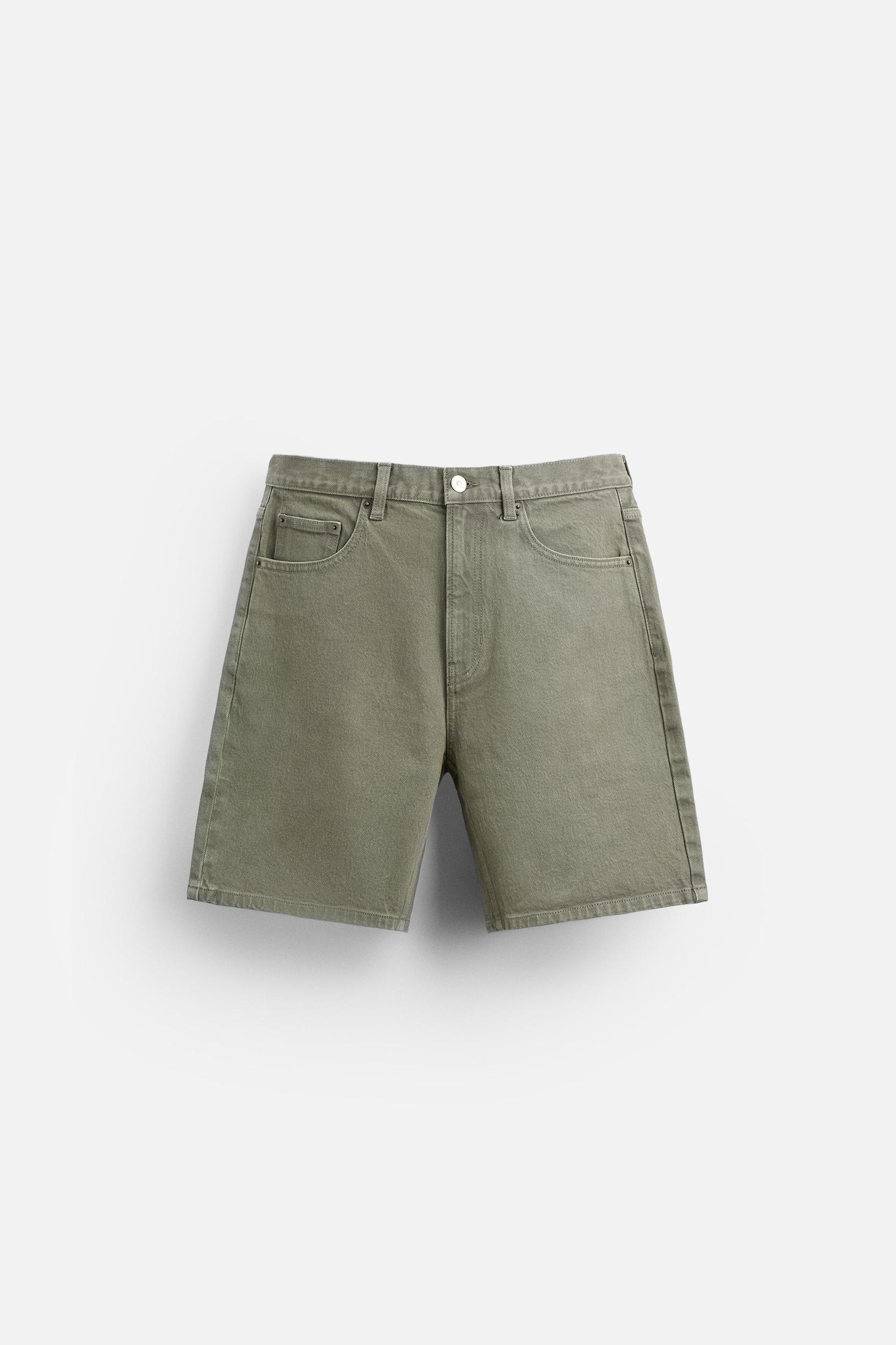 SOLID COLOR DENIM SHORTS Product Image