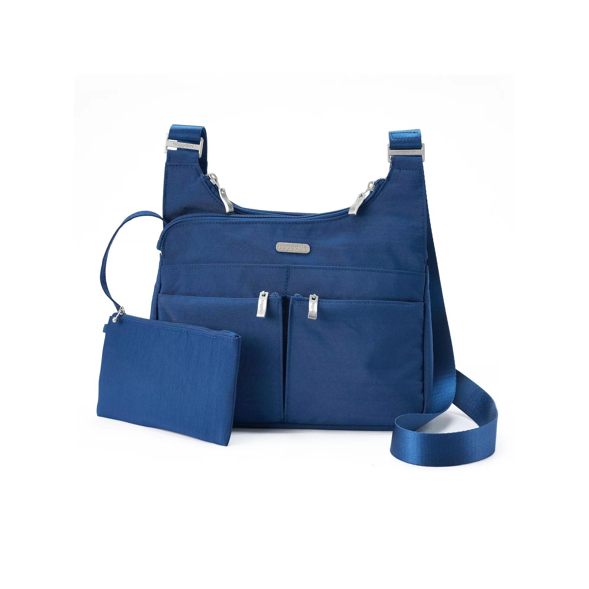 Womens Baggallini Cross Over Crossbody Bag with RFID Blocking Wristlet, Grey Product Image