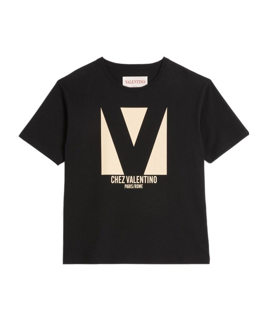 VALENTINO Crew Neck Short Sleeves T-shirts In Black Product Image