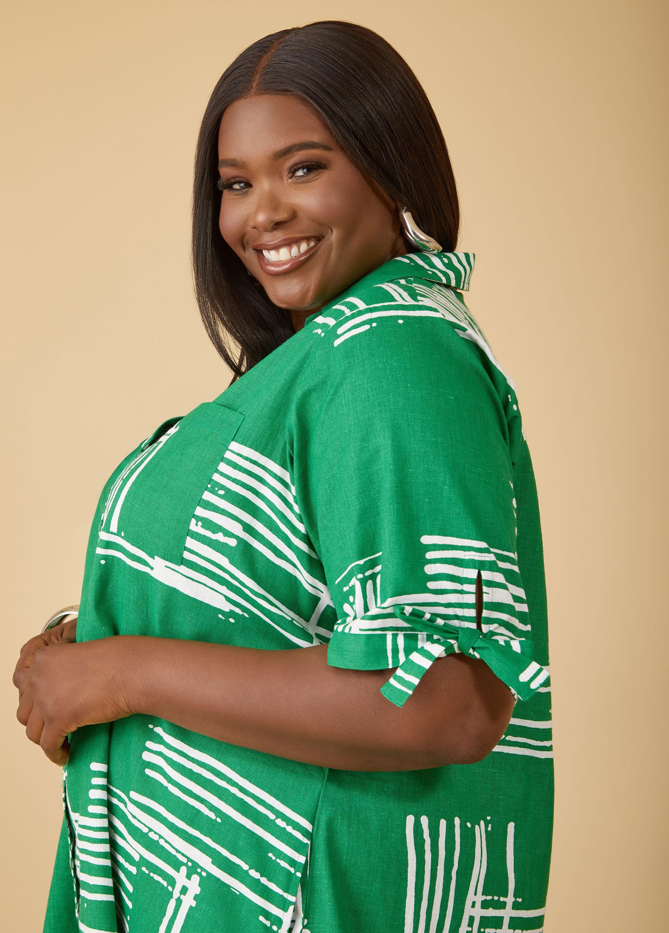 Printed Linen Blend Hi Low Dress Product Image