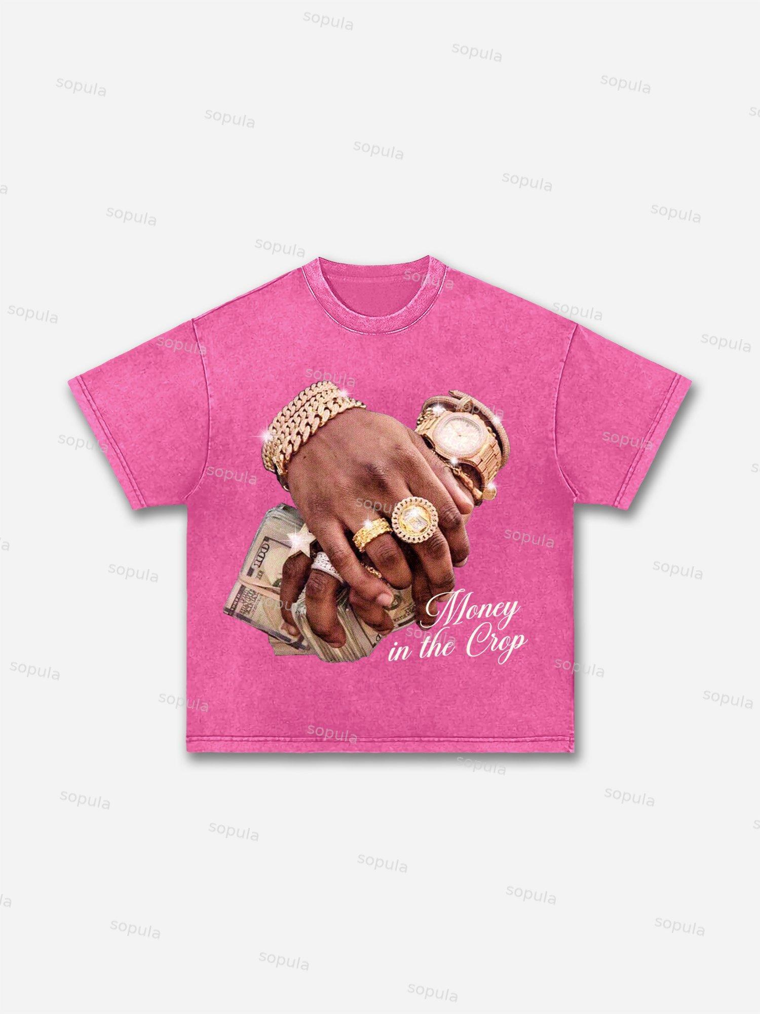 Money In The Bank Jewelry Graphic Acid Wash T-shirt Product Image