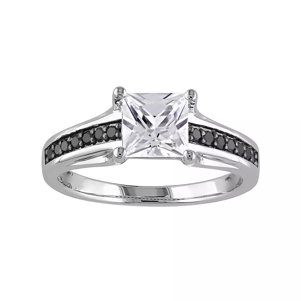 Stella Grace Sterling Silver 1/8 Carat T.W. Black Diamond & Lab-Created White Sapphire Ring, Womens Product Image