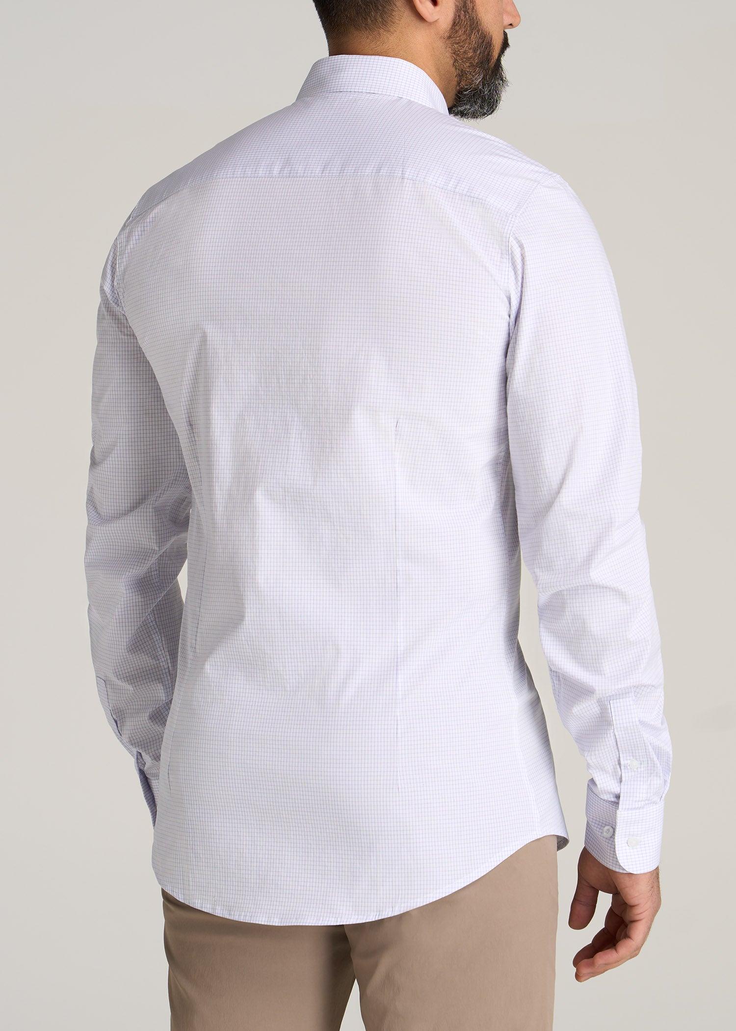 Oskar Button-Up Dress Shirt for Tall Men in Iris Mini Check Product Image