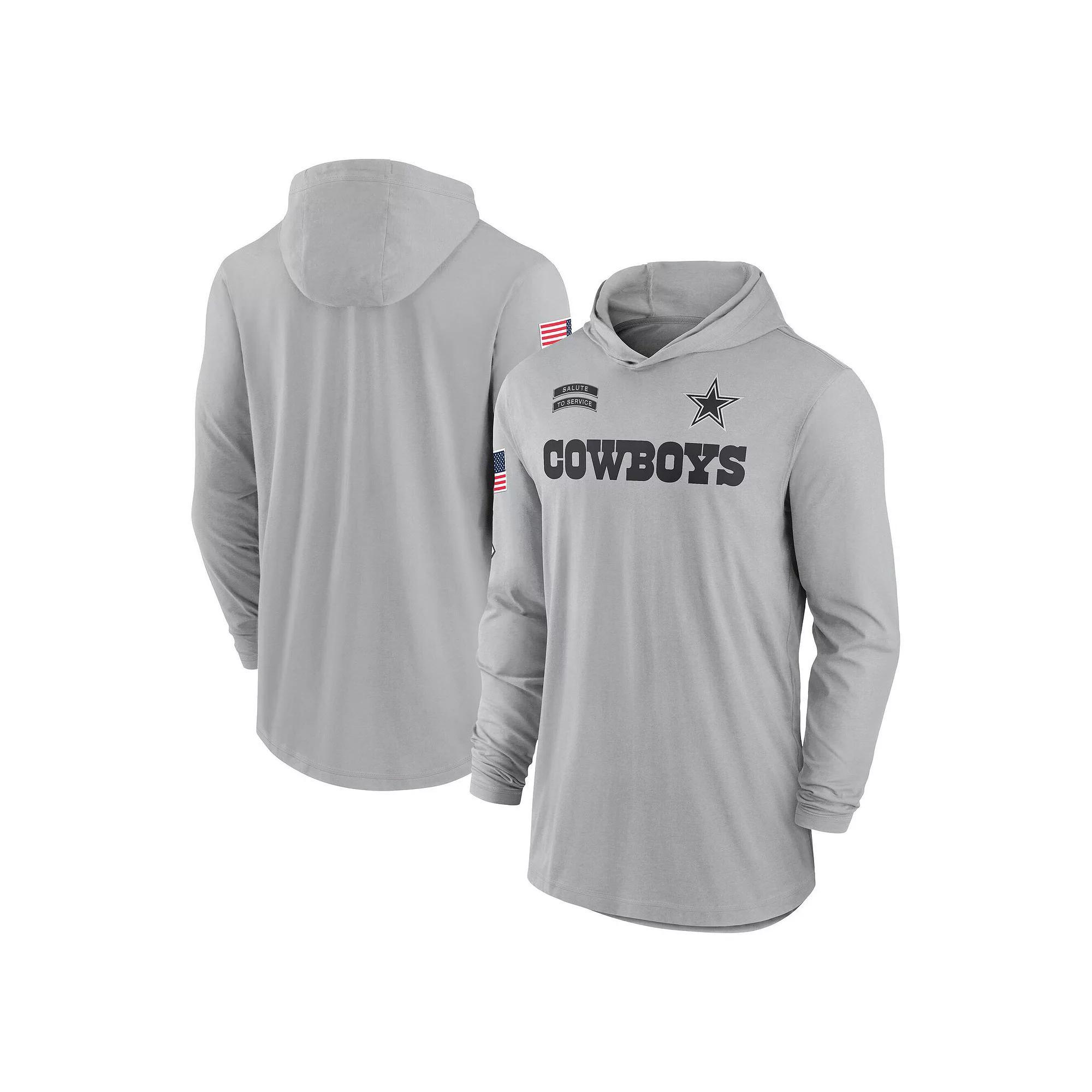 Men's Nike Gray Dallas Cowboys 2024 Salute to Service Lightweight Performance Long Sleeve Hooded T-Shirt, Size: Small, Grey Product Image