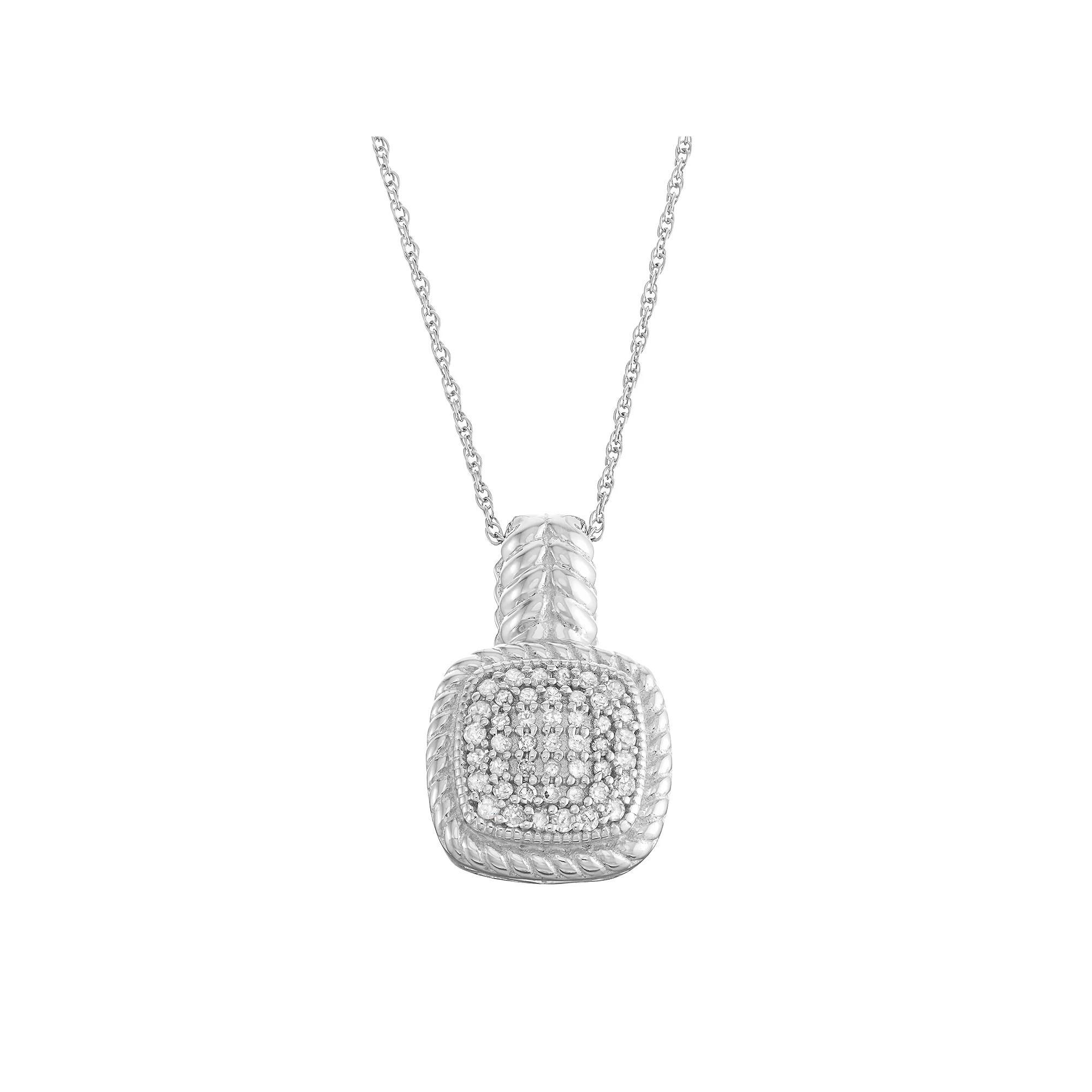 Jewelexcess Sterling Silver 1/4 Carat T.W. Diamond Cushion Pendant, Women's, Size: 18", White Product Image