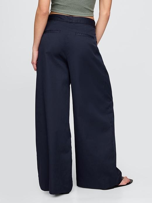 High Rise Twill Pleated Wide-Leg Khakis Product Image