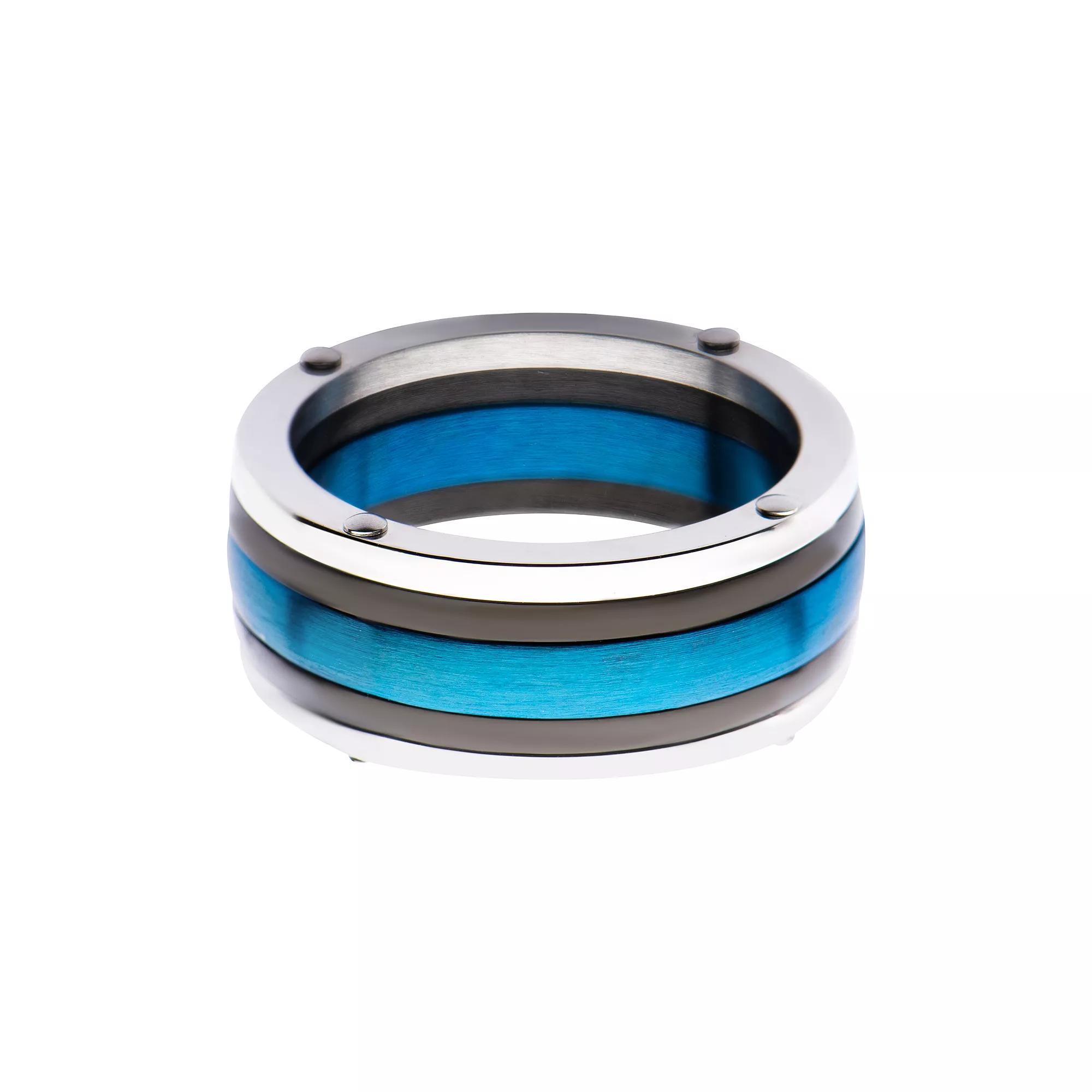 Men's Black & Blue-Plated Polished Ring, Size: 10, Tone Product Image