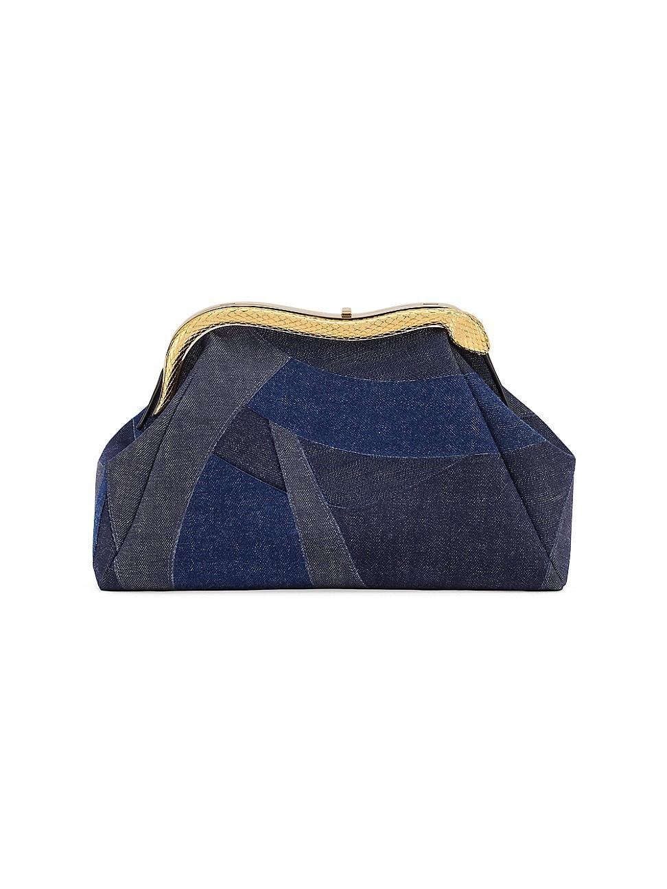 Womens Serpenti Patchwork Denim Clutch Product Image