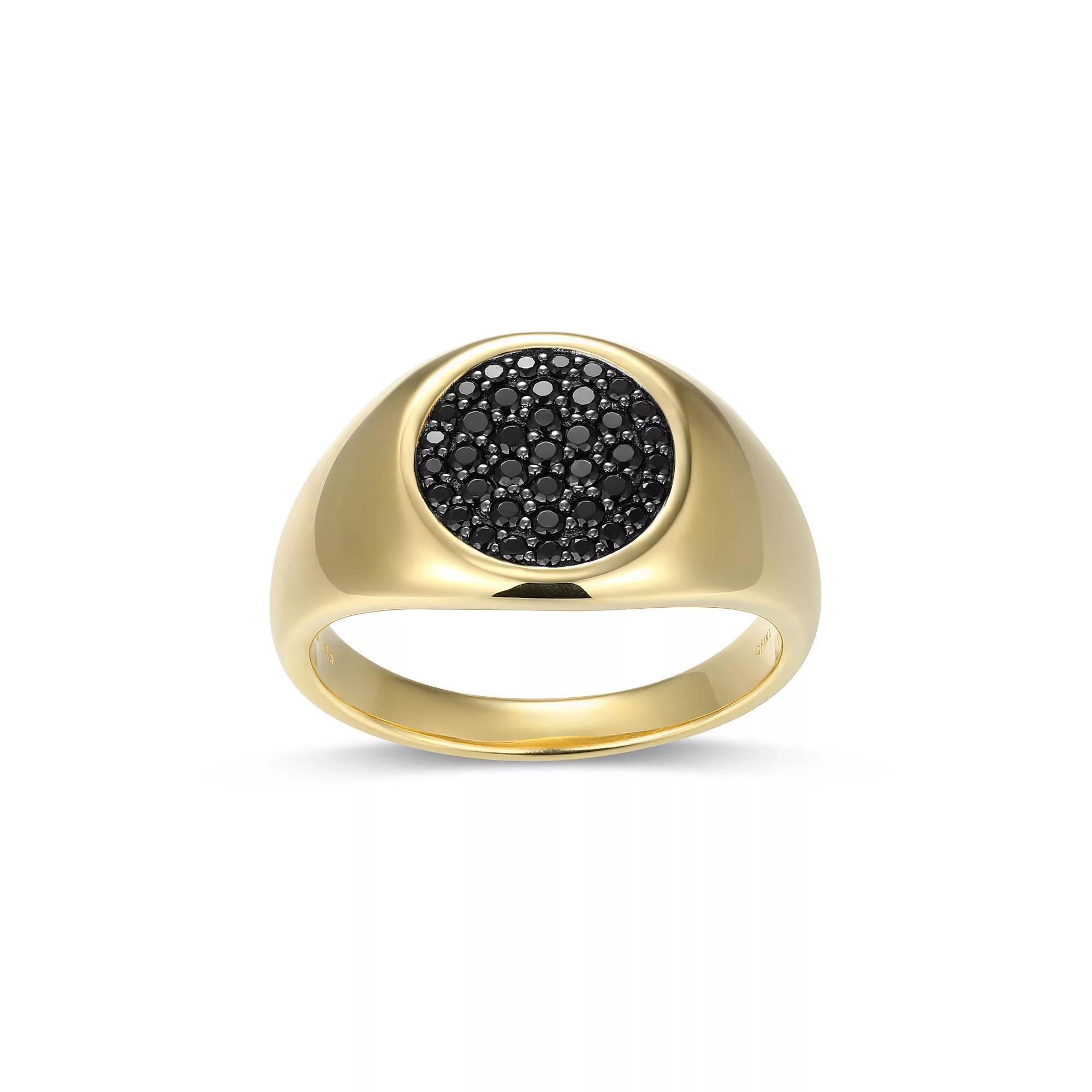 18k Gold Over Silver Black Spinel Ring, Men's, Size: 11, Gold Tone Product Image