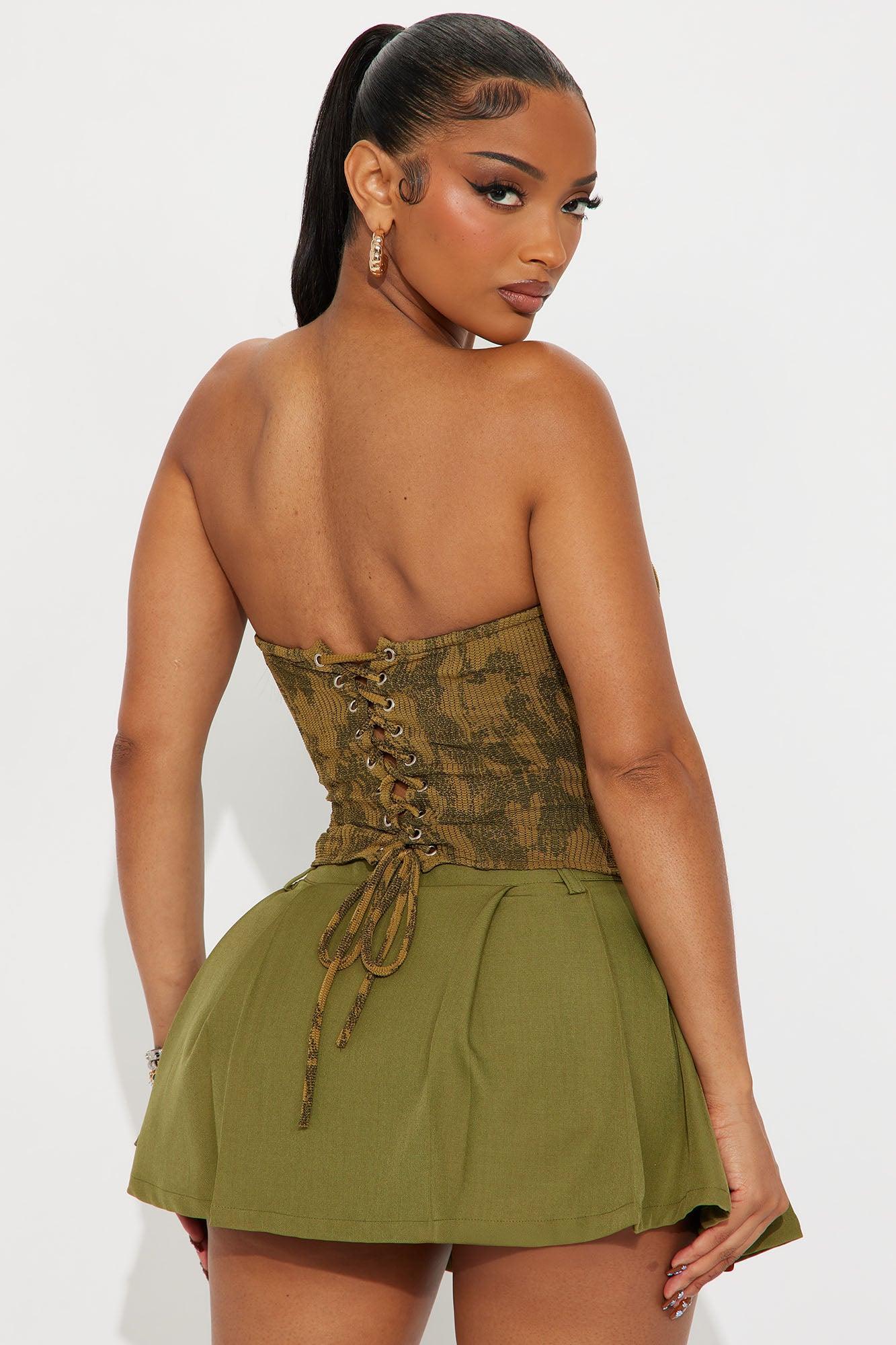 Maven Strapless Corset Top - Olive Product Image
