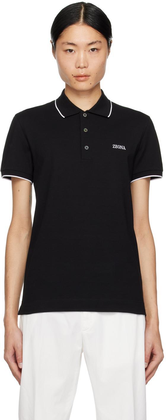 ZEGNA Slim Fit Polo. In Black Product Image