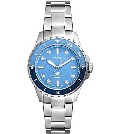 Fossil Womens Blue Dive Three-Hand Date Stainless Steel Bracelet Watch Product Image