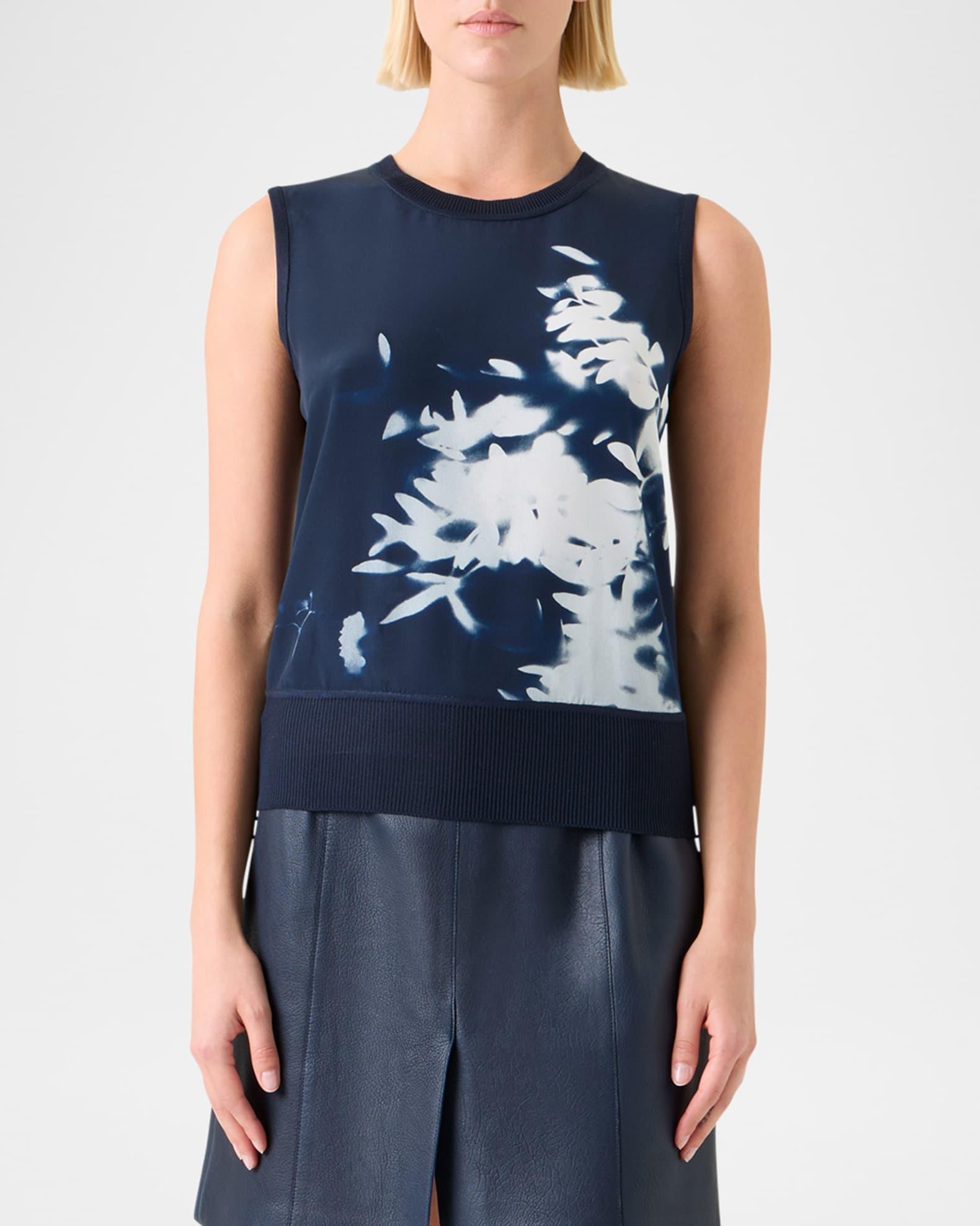 Wildflower-Print Silk Knit Tank Top Product Image
