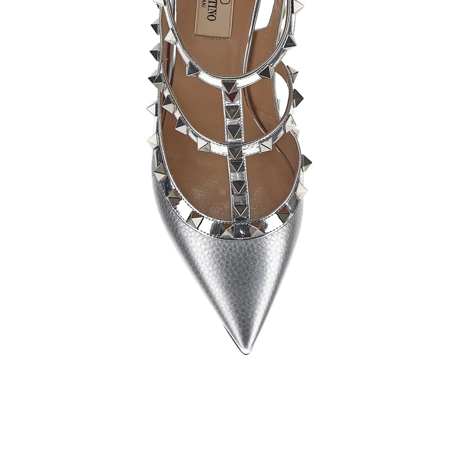 VALENTINO GARAVANI Rockstud 100mm Caged Pumps In Silver Product Image