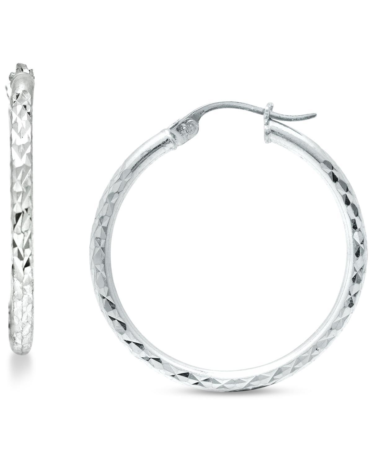 Aleure Precioso Sterling Silver Textured Hoop Earrings, Women's, Size: 20 mm Product Image