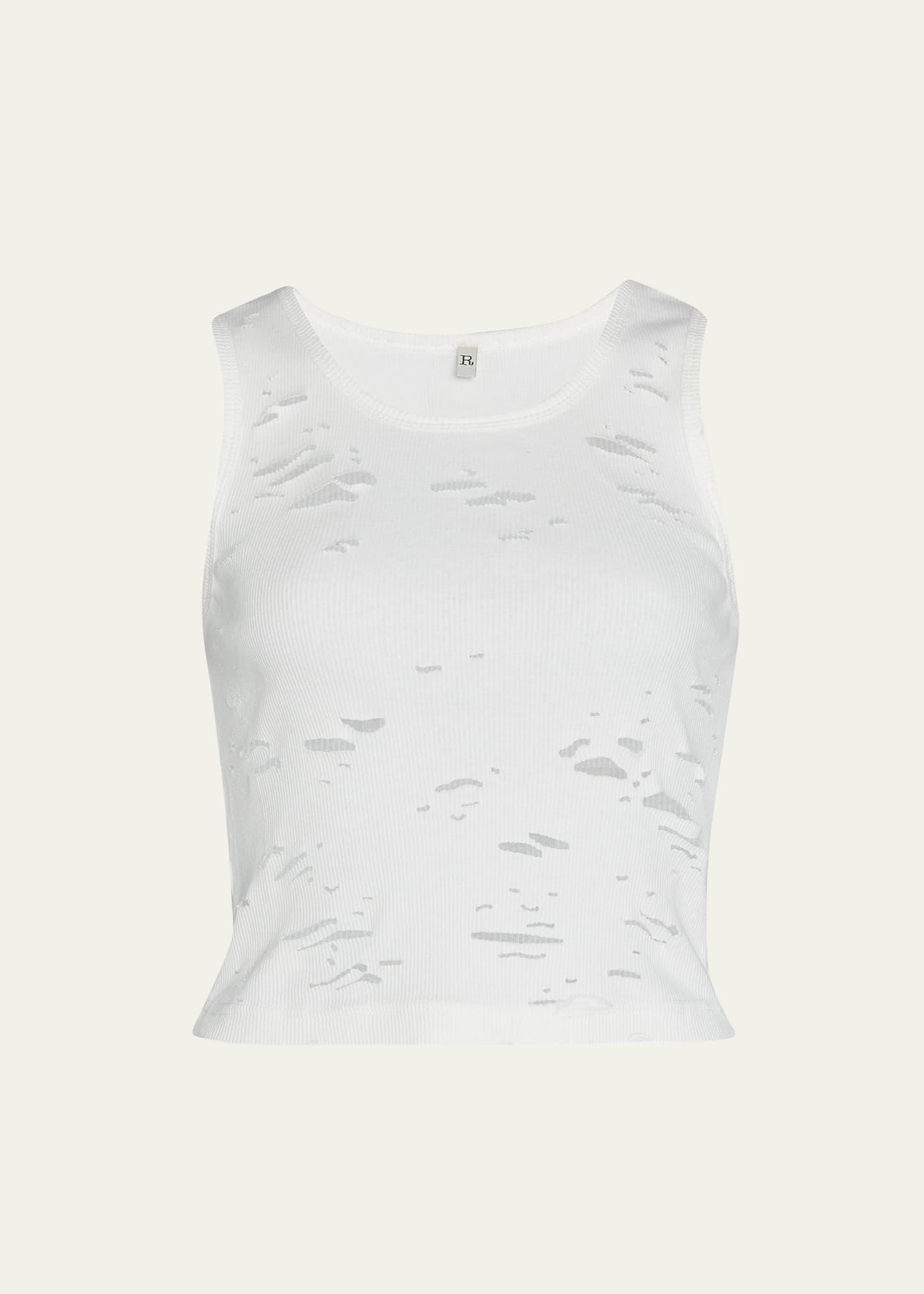 R13 Women's Distressed Cotton Tank in Ecru at Nordstrom, Size Large Product Image
