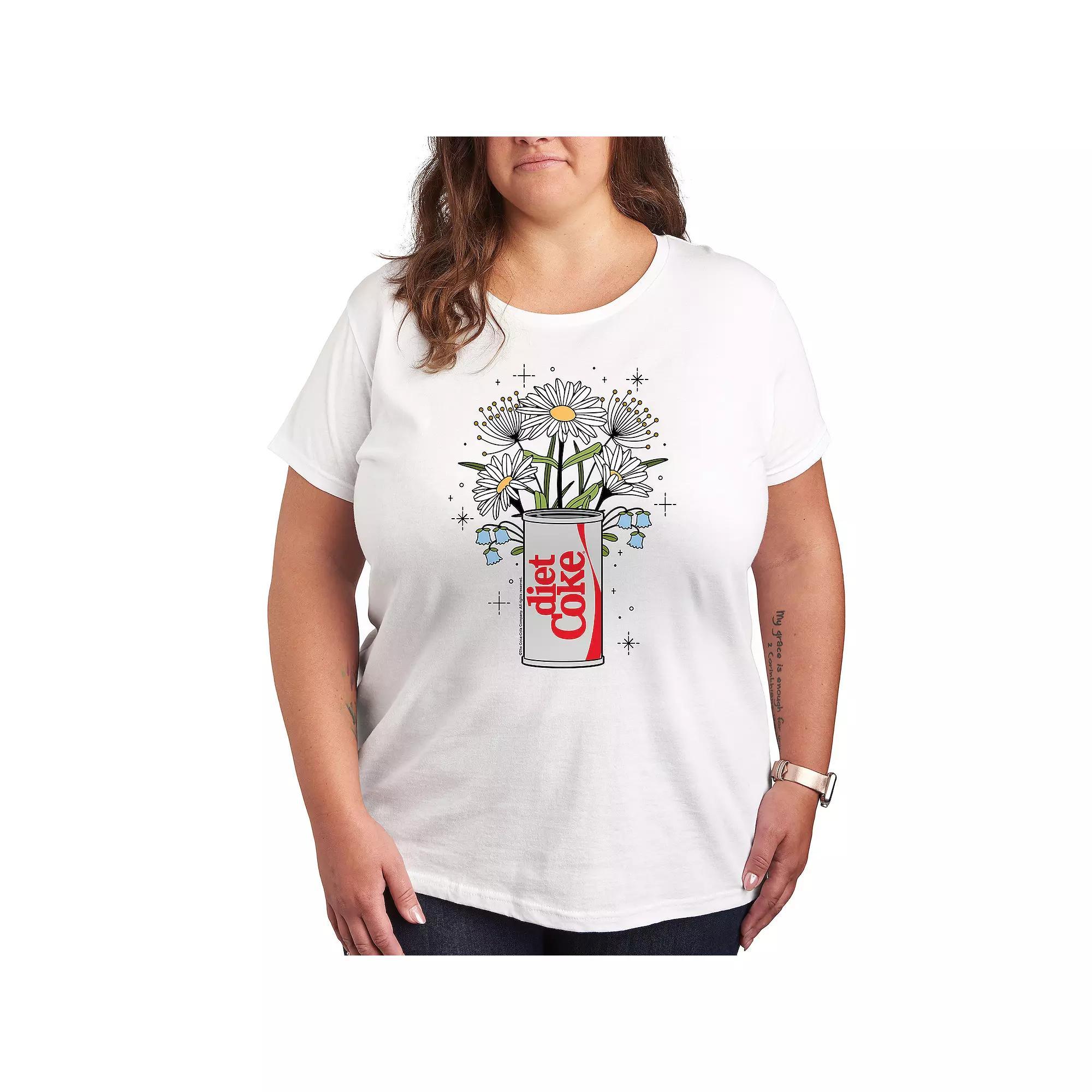 Plus Diet Coke Flowers Graphic Tee, Womens Grey Gray Product Image