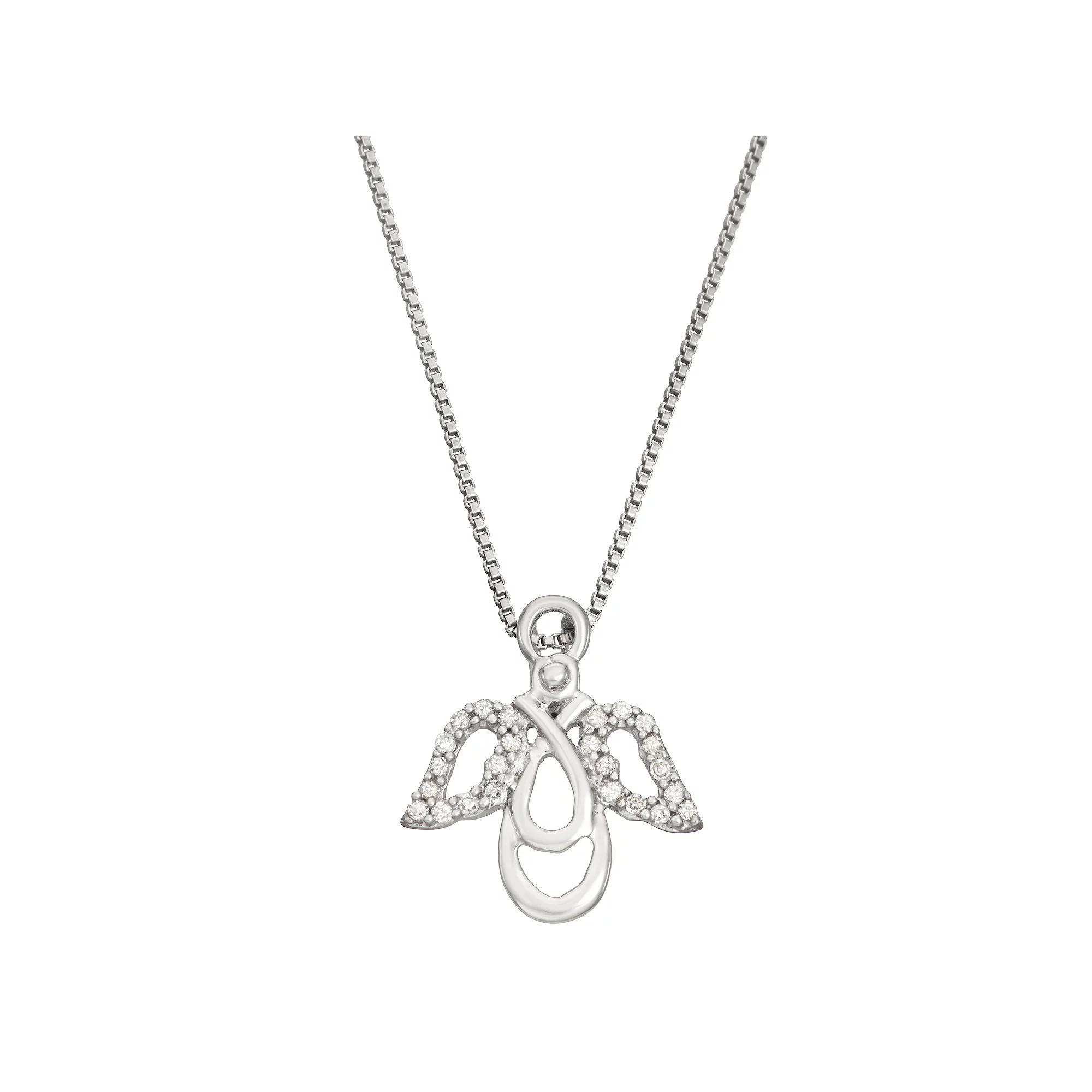 HDI Sterling Silver 1/10 Carat T.W. Angel Pendant Necklace, Women's, Size: 18" Product Image
