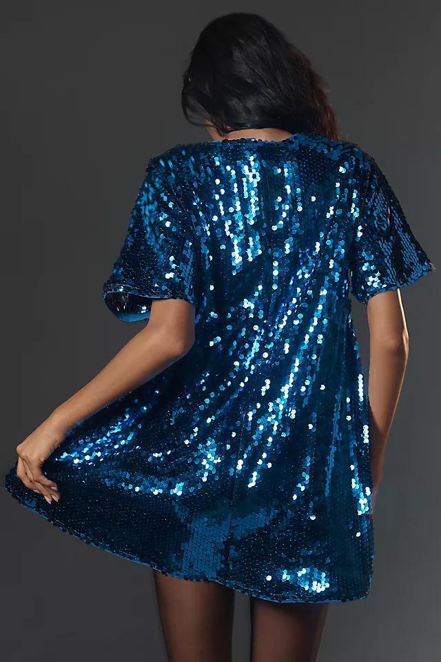 The Emmy Short-Sleeve Swing Mini Dress by Maeve: Sequin Edition Product Image