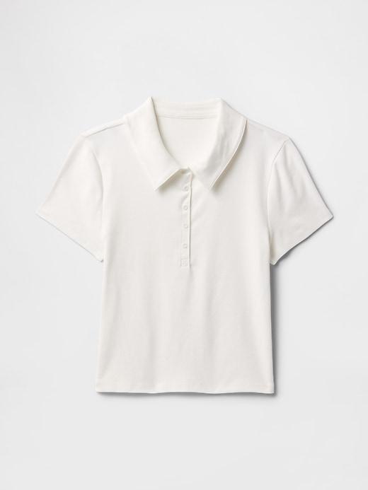 Modern Rib Cropped Polo Shirt Product Image
