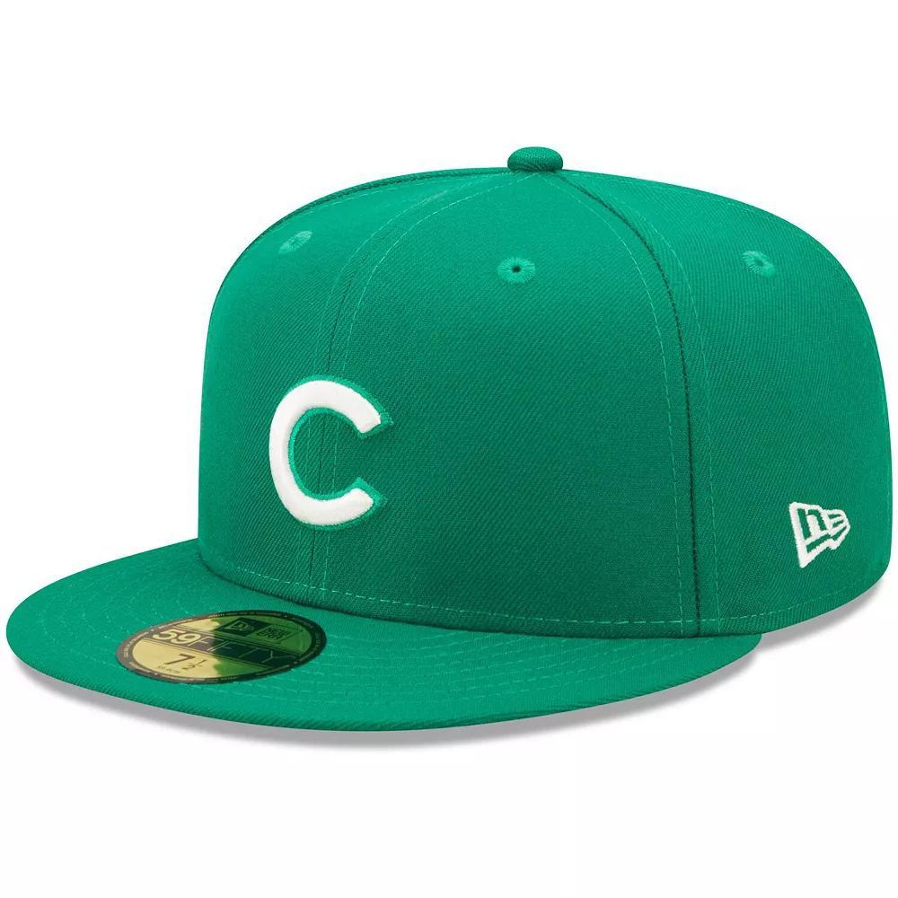 Men's New Era Kelly Green Chicago Cubs Logo White 59FIFTY Fitted Hat, Size: 7 5/8 Product Image