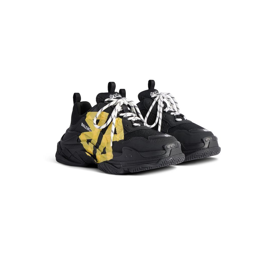 Women's Triple S Tape Type Sneaker  in Black/yellow Product Image