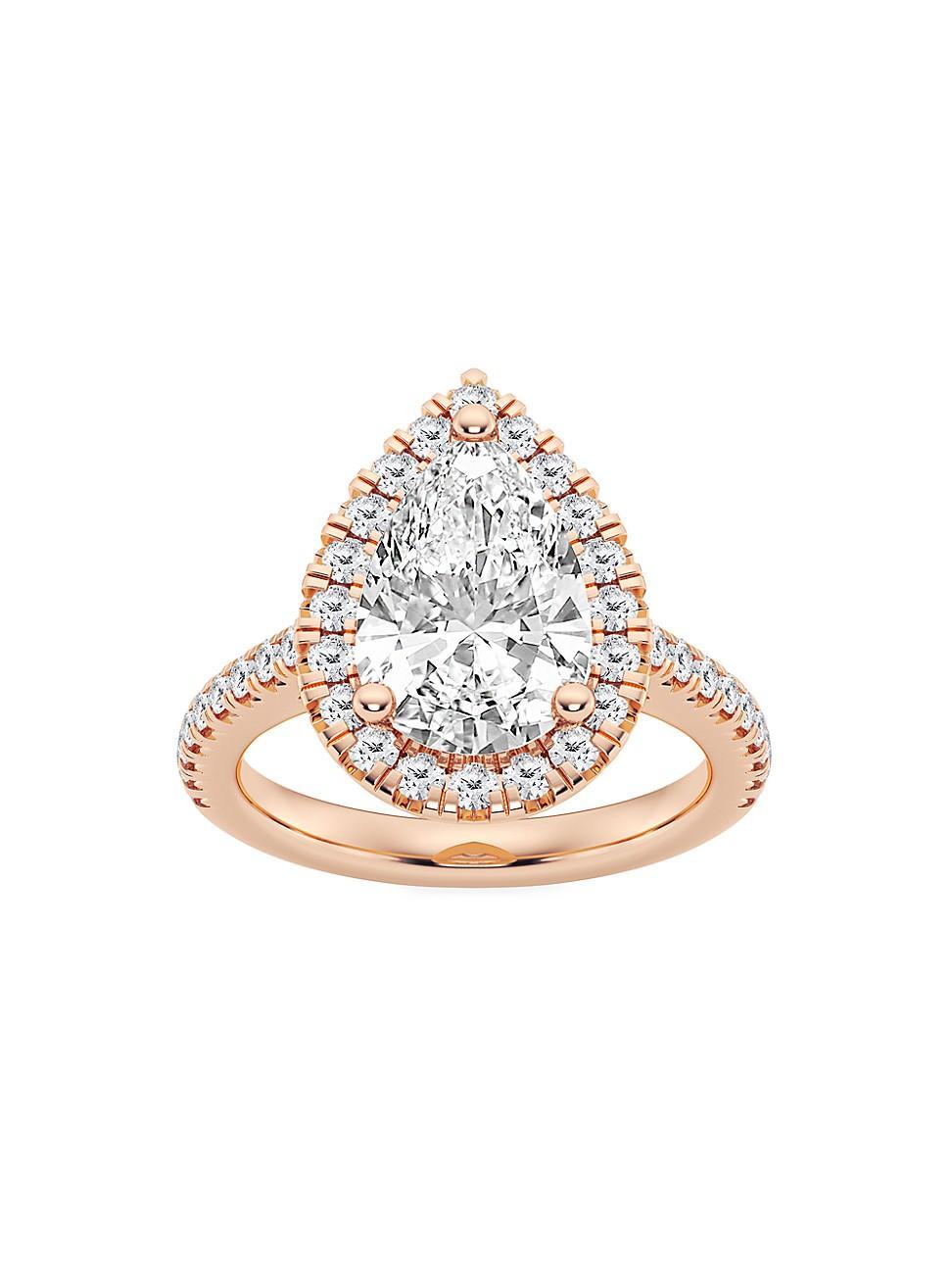 Womens 14K Rose Gold & Pear-Cut Lab-Grown Diamond Halo Ring/1.30-3.60 TCW Product Image
