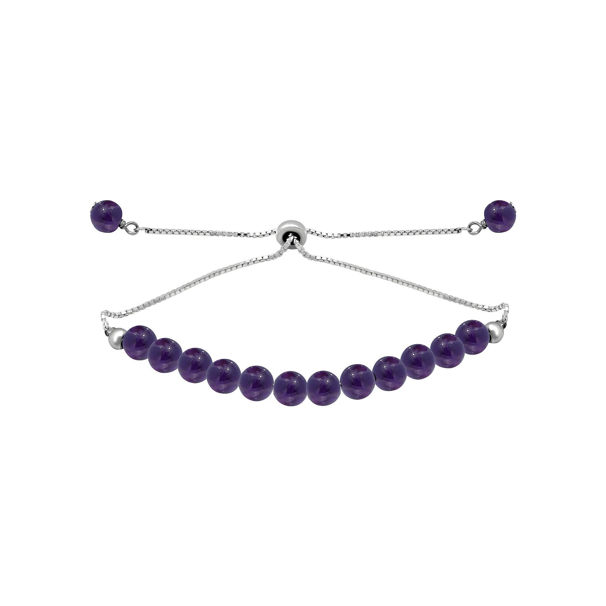 Aleure Precioso Gemstone Bead Frontal Adjustable Bracelet, Women's, Size: 10", Purple Product Image