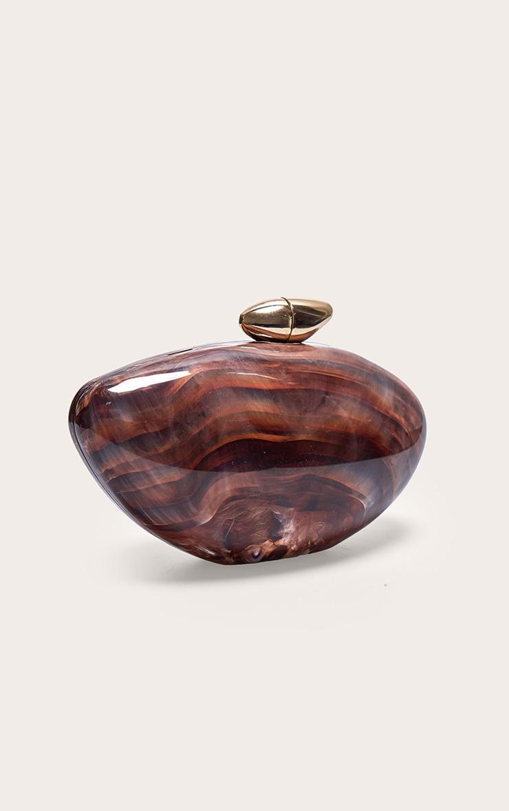 Brown Gradient Shell Hard Clutch Bag Product Image
