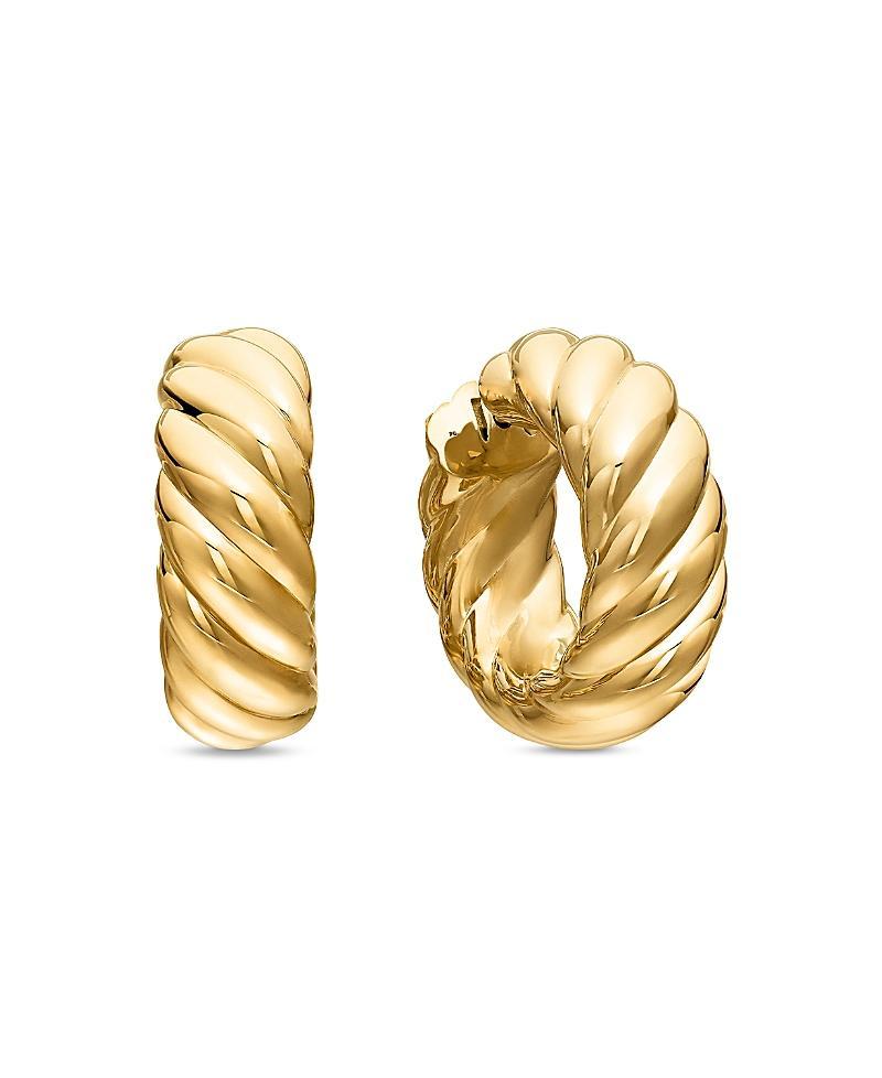David Yurman 18K Yellow Gold Sculpted Cable Huggie Hoop Earrings Product Image