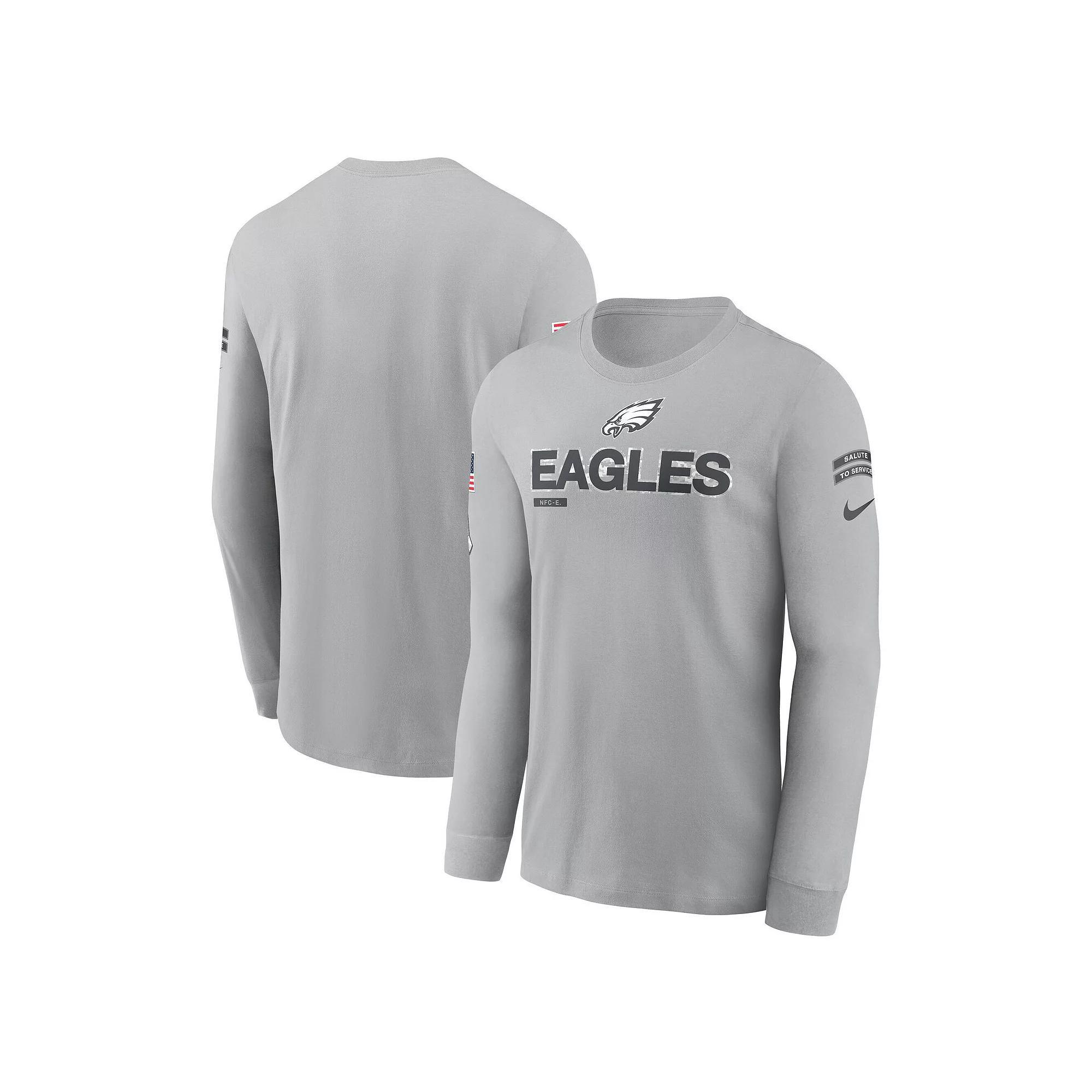 Men's Nike Gray Philadelphia Eagles 2024 Salute To Service Long Sleeve T-Shirt, Size: 3XL, Grey Product Image