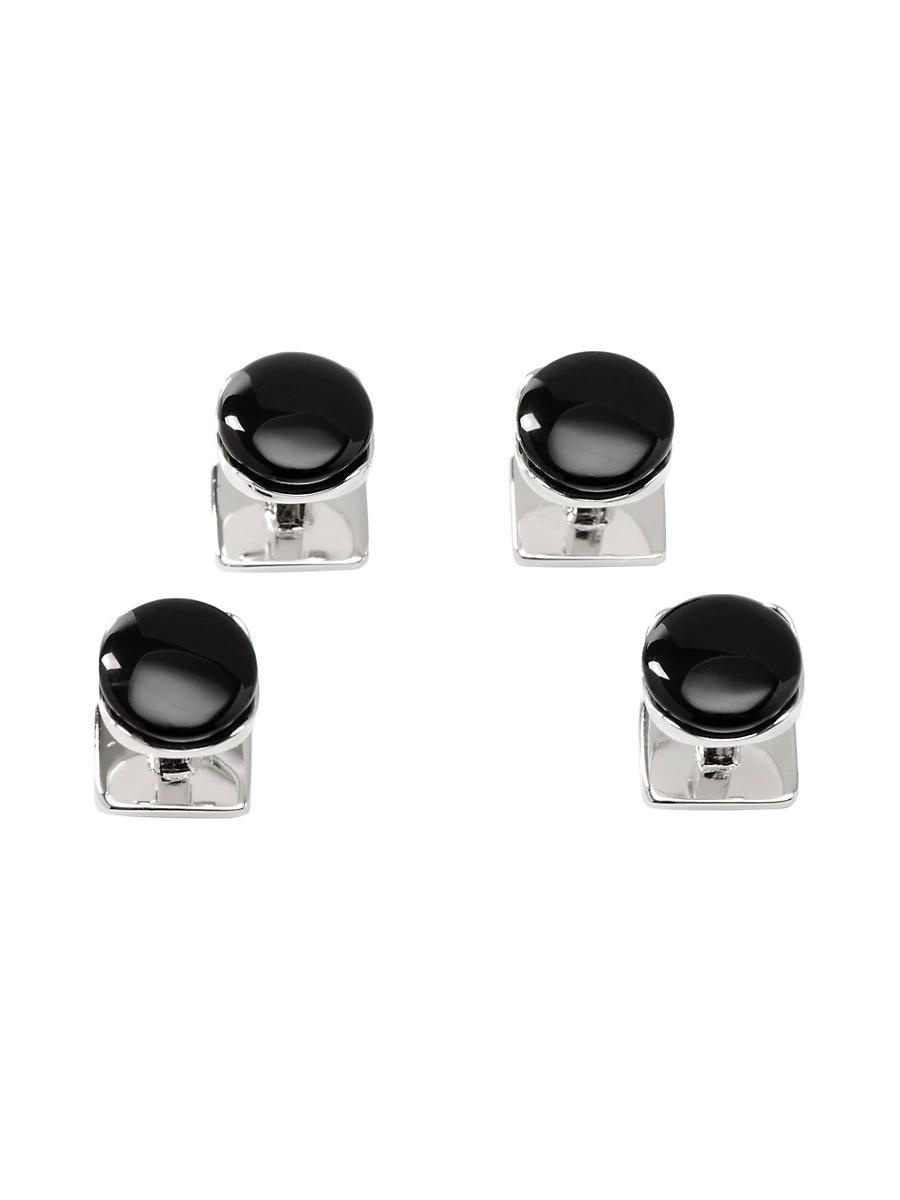 Mens Ox & Bull Trading Co. Sterling Silver Classic Formal Black Onyx Studs Product Image
