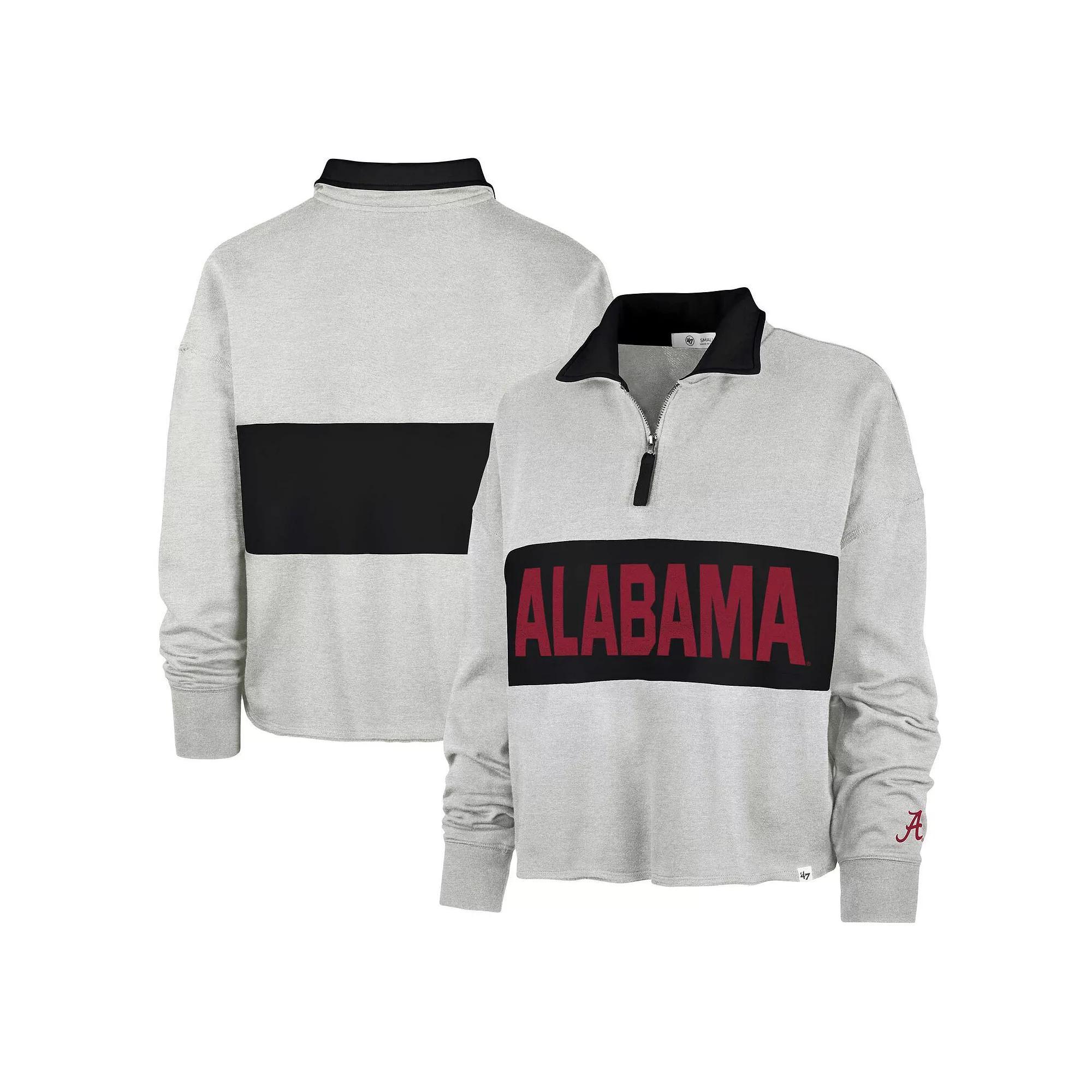 Women's '47 Gray Alabama Crimson Tide Next Level Remi Cropped Quarter-Zip Sweatshirt, Size: Medium, Grey Product Image