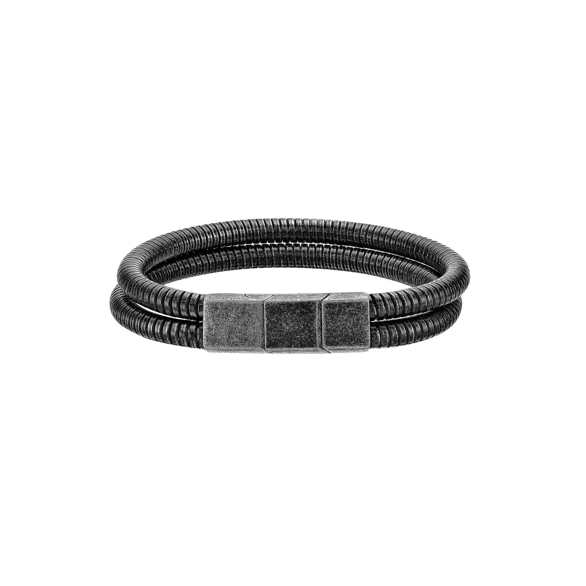 Men's LYNX Antique Black Ion-Plated Stainless Steel Tubogas Bracelet, Size: 8.5" Product Image
